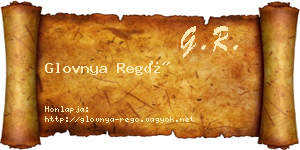 Glovnya Regő névjegykártya